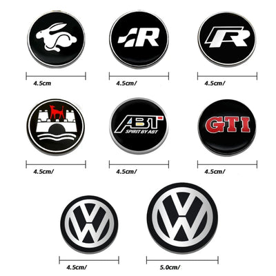 Logo Volant Aluminium VW Golf 5 6 7 GTI R - vue de dessus - Becquet Voiture