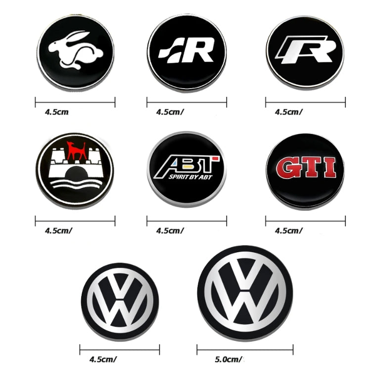 Logo Volant Aluminium VW Golf 5 6 7 GTI R - vue de dessus - Becquet Voiture