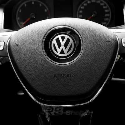 Logo Volant Aluminium VW Golf 5 6 7 GTI R - vue de face 2 - Becquet Voiture