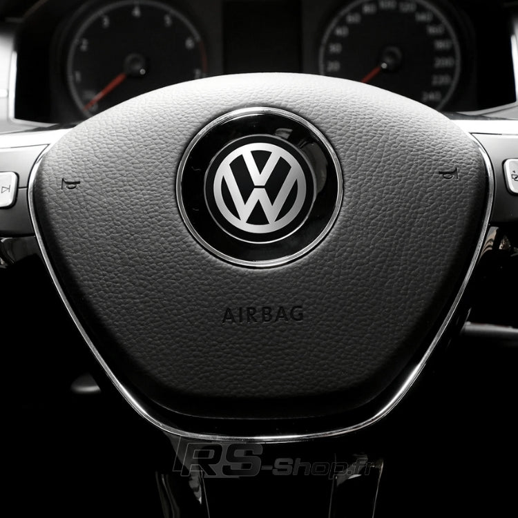 Logo Volant Aluminium VW Golf 5 6 7 GTI R - vue de face 2 - Becquet Voiture