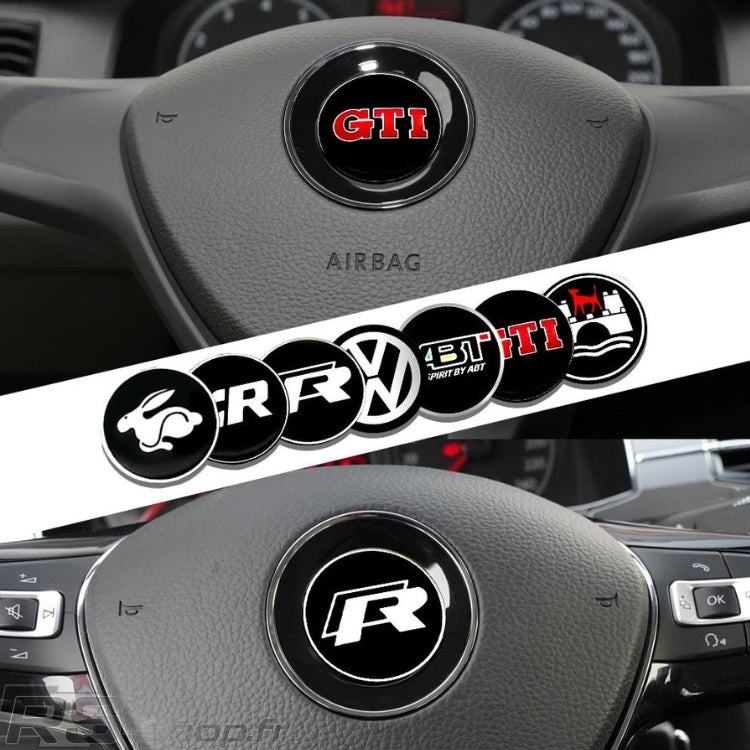 Logo Volant Aluminium VW Golf 5 6 7 GTI R - vue de face - Becquet Voiture