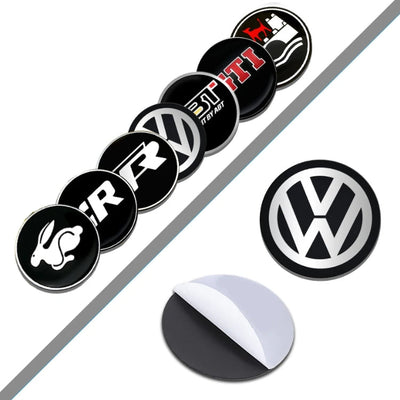 Logo Volant Aluminium VW Golf 5 6 7 GTI R - vue rapprochée - Becquet Voiture