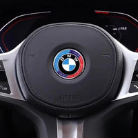 BMW Lenkrad-Logo 45mm Carbon Blau Weiß M Perf - Rückansicht 2 - Becquet Voiture
