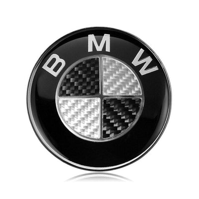 Logo Volant BMW 45mm Carbone Bleu Blanc M Perf - vue arrière - Becquet Voiture
