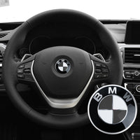 BMW Lenkrad-Logo 45mm Carbon Blau Weiß M Perf - Vorderansicht 2 - Becquet Voiture
