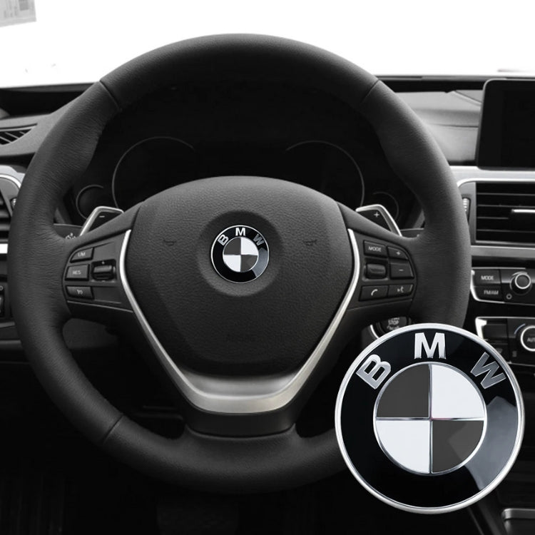 BMW Lenkrad-Logo 45mm Carbon Blau Weiß M Perf - Vorderansicht 2 - Becquet Voiture