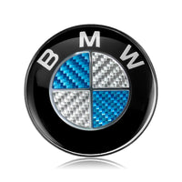 BMW Lenkrad-Logo 45mm Carbon Blau Weiß M Perf - Seitenansicht - Becquet Voiture