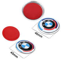 BMW Lenkrad-Logo 45mm Carbon Blau Weiß M Perf - Dreiviertelansicht 2 - Becquet Voiture