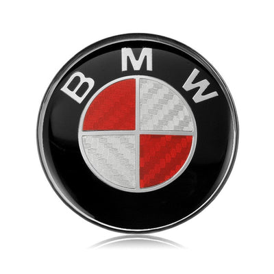Logo Volant BMW 45mm Carbone Bleu Blanc M Perf - vue de trois-quarts - Becquet Voiture