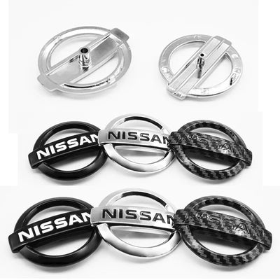 Logo Volant Nissan 52mm 56mm Noir Chrome - vue arrière - Becquet Voiture