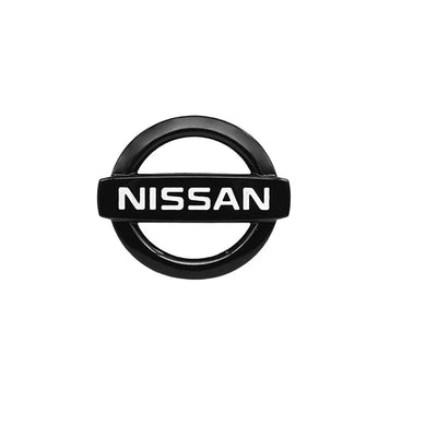 Logo Volant Nissan 52mm 56mm Noir Chrome - vue de face - Becquet Voiture