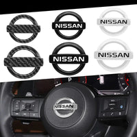 Nissan Steering Wheel Logo 52mm 56mm Black Chrome - three-quarter view - Becquet Voiture