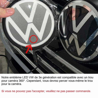 Logo Volkswagen Arteon Lumineux LED 2017-2024 Compatible ACC - vue de trois-quarts - Becquet Voiture