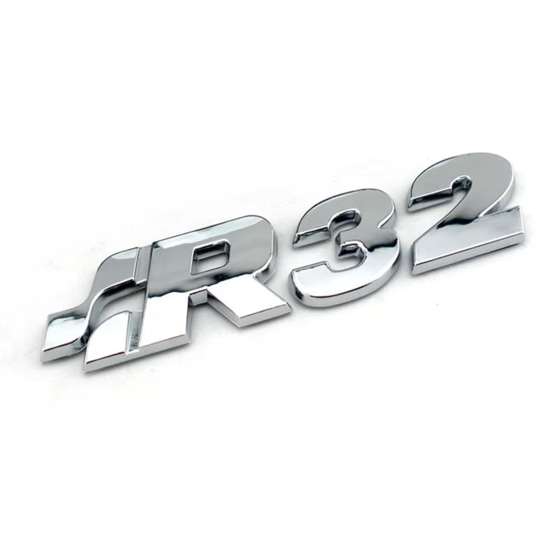 Logo Volkswagen R32 Chrome Coffre Calandre Kit - vue arrière - Becquet Voiture