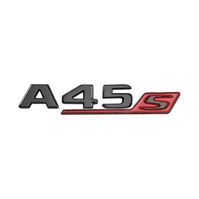 Logos Badges de Coffre Noir Mercedes A45 A45s A35 AMG - en situation - Becquet Voiture