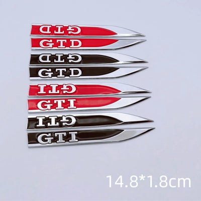 Logos D'Ailes Avant GTI Noir Rouge Volkswagen Golf Polo - vue arrière - Becquet Voiture