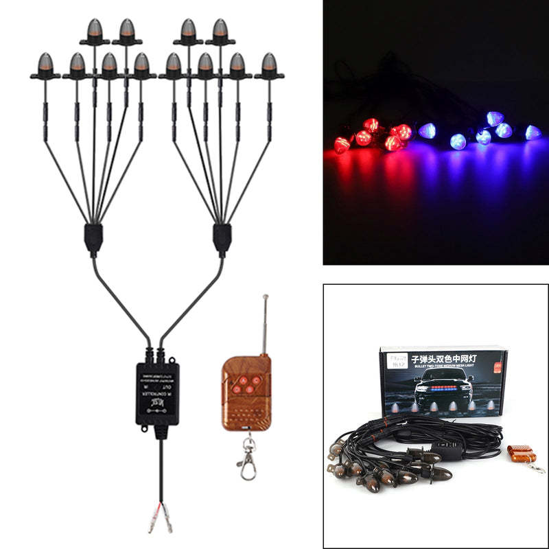 Lot 12 Feux Clignotants LED Calandre Tête de Balle - vue arrière - Becquet Voiture
