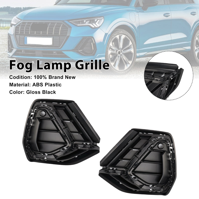 Lot 2 Calandres Pare-chocs Noir Brillant Audi Q3 S-Line 2019-2022 - installé sur véhicule - Becquet Voiture
