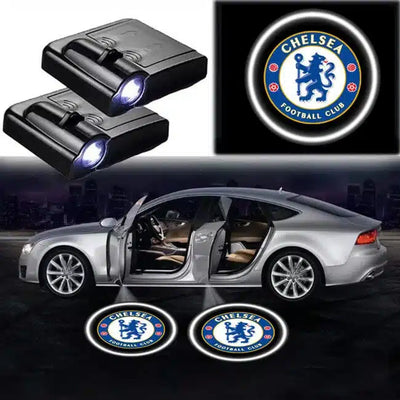 Lot 2 projecteurs de porte LED Chelsea Logo voiture - vue de face - Becquet Voiture