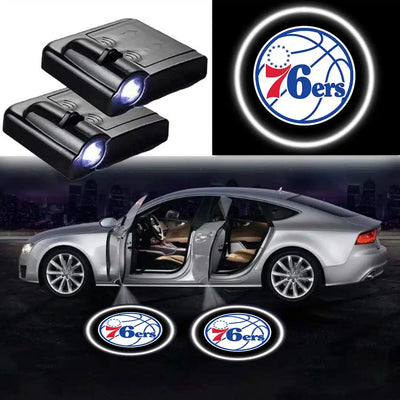 Lot 2 Projecteurs LED de Porte Philadelphia 76ers pour Voiture - vue de face - Becquet Voiture