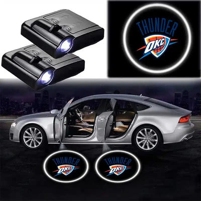 Lot de 2 projecteurs de porte LED NBA Oklahoma Thunder - vue de face - Becquet Voiture