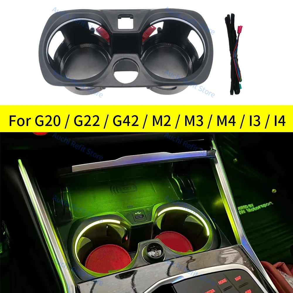 Lumière Ambiance BMW Porte-Gobelet G20 G22 M2 M3 M4 - vue de face - Becquet Voiture
