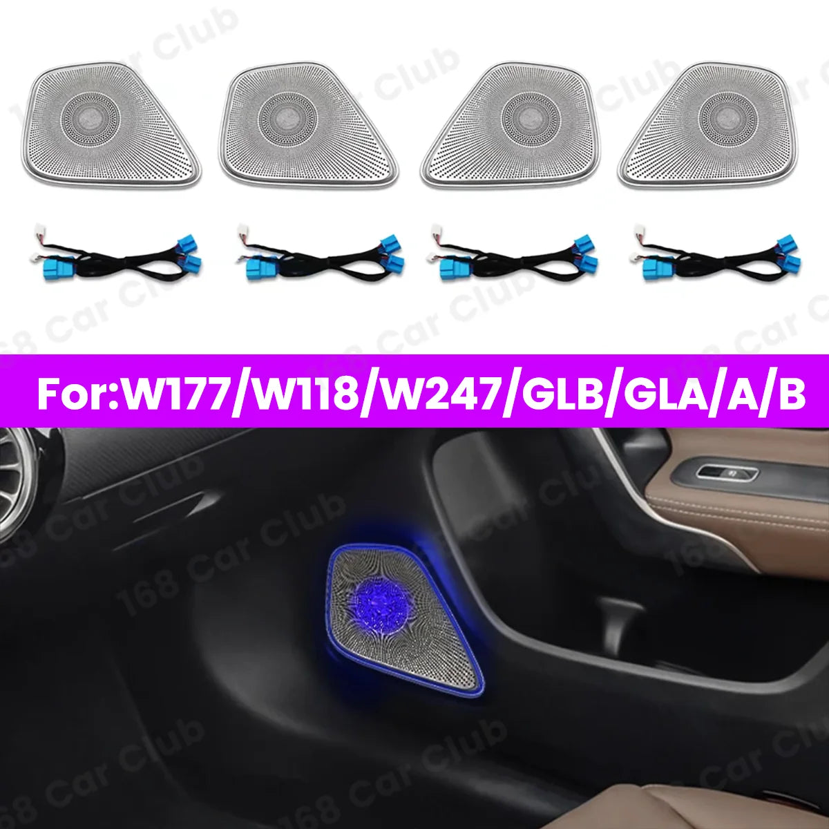 Lumière d'Ambiance Haut-Parleur Mercedes Classe A CLA GLA - vue de face - Becquet Voiture