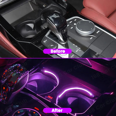Lumière d'Ambiance Porte-Gobelet BMW X3 X4 G01 G02 - vue de profil - Becquet Voiture