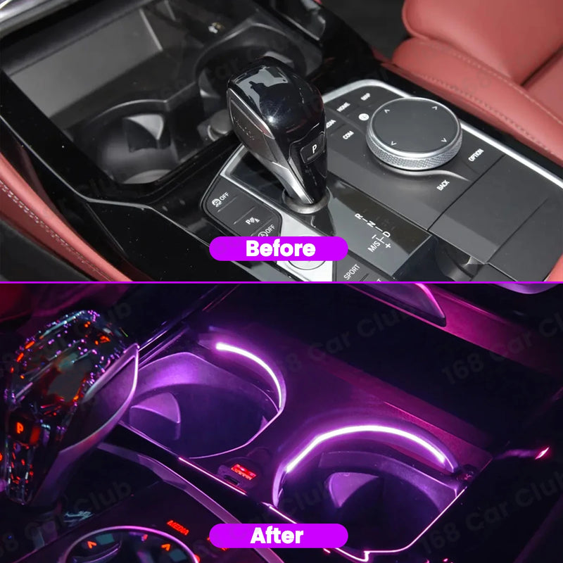 Lumière d'Ambiance Porte-Gobelet BMW X3 X4 G01 G02 - vue de profil - Becquet Voiture