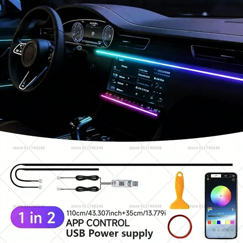 Lumière d'Ambiance RGB Intérieur Volkswagen Passat - détail du montage - Becquet Voiture