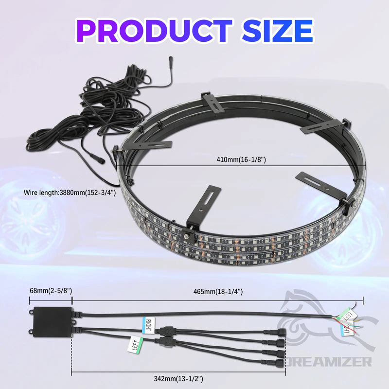 Lumière de Moyeu LED Étanche pour Roue 15,5 Pouces - packshot studio - Becquet Voiture