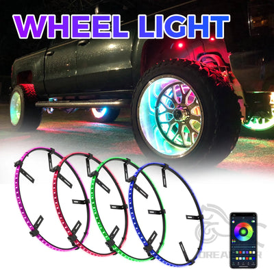 Lumière de Moyeu LED Étanche pour Roue 15,5 Pouces - vue de face - Becquet Voiture