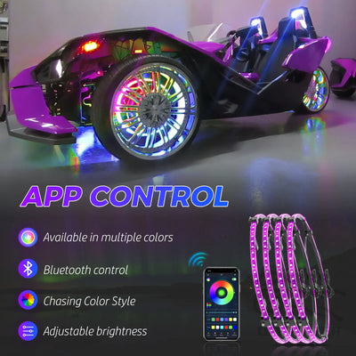 Lumière de Moyeu LED Étanche pour Roue 15,5 Pouces - vue de profil - Becquet Voiture