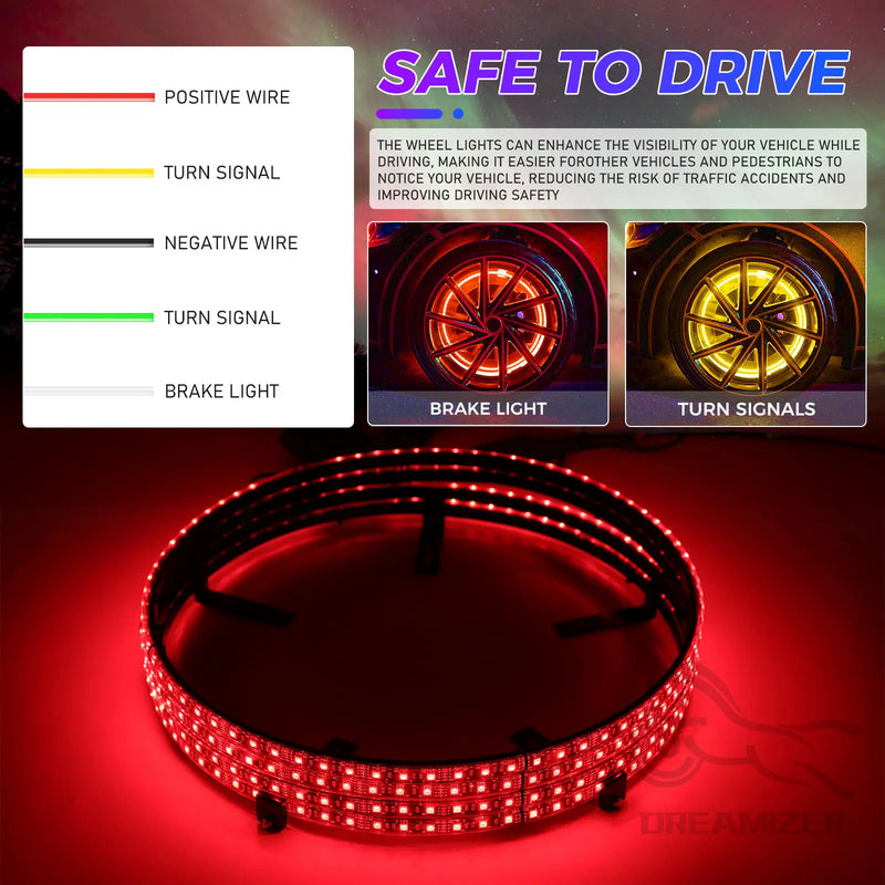 Lumière de Moyeu LED Étanche pour Roue 15,5 Pouces - vue de trois-quarts - Becquet Voiture