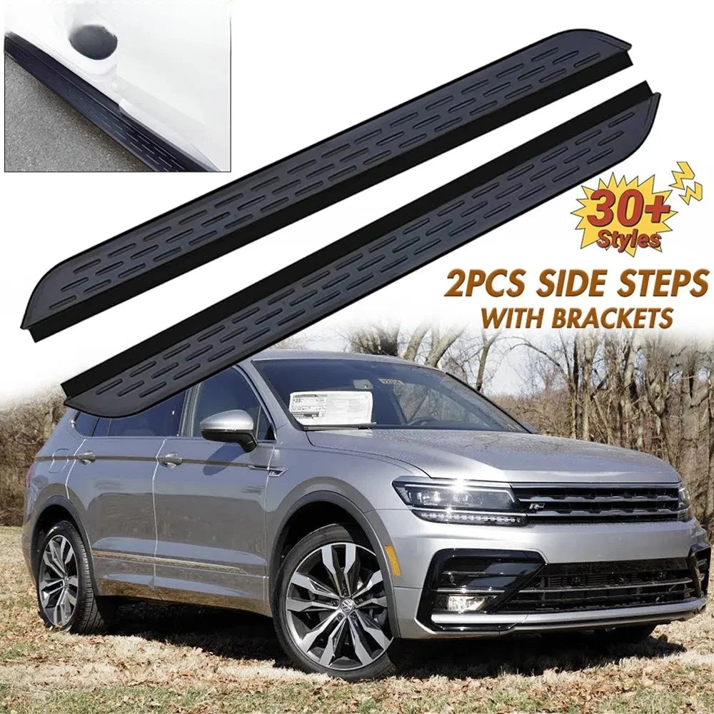 Marchepieds Aluminium Noir Volkswagen Tiguan 2018-2024 - vue de face - Becquet Voiture