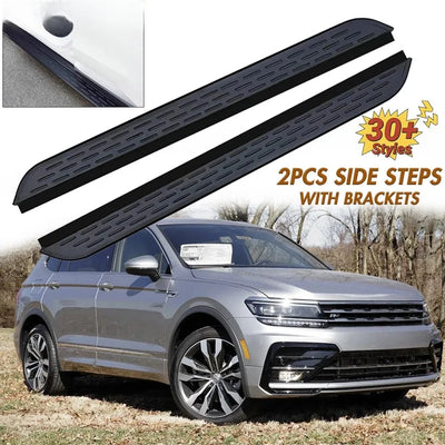 Marchepieds Aluminium Noir Volkswagen Tiguan 2018-2024 - vue de face - Becquet Voiture