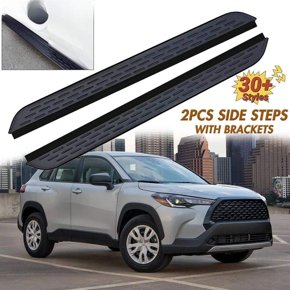 Marchepieds Aluminium Toyota Corolla Cross 2022-2025 - vue de face - Becquet Voiture