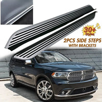 Seitliche Trittbretter Aluminium Silber Dodge Durango 2018-2025 - Vorderansicht - Becquet Voiture