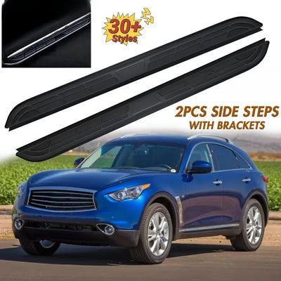 Marchepieds Latéraux Aluminium Infiniti QX70 2014-2018 - vue de face - Becquet Voiture