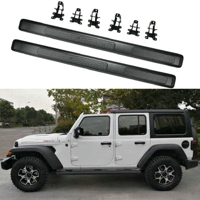 Marchepieds Latéraux Aluminium Jeep Wrangler JL 2018-2025 - vue de face - Becquet Voiture