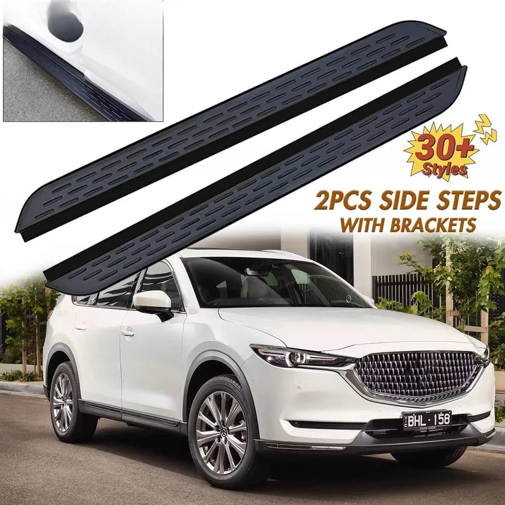 Marchepieds Latéraux Aluminium Mazda CX-8 2017-2024 - vue de face - Becquet Voiture