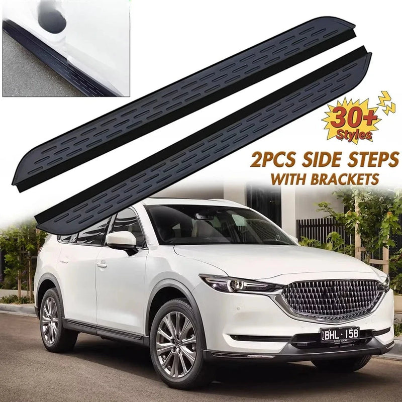 Marchepieds Latéraux Aluminium Mazda CX-8 2017-2024 - vue de face - Becquet Voiture