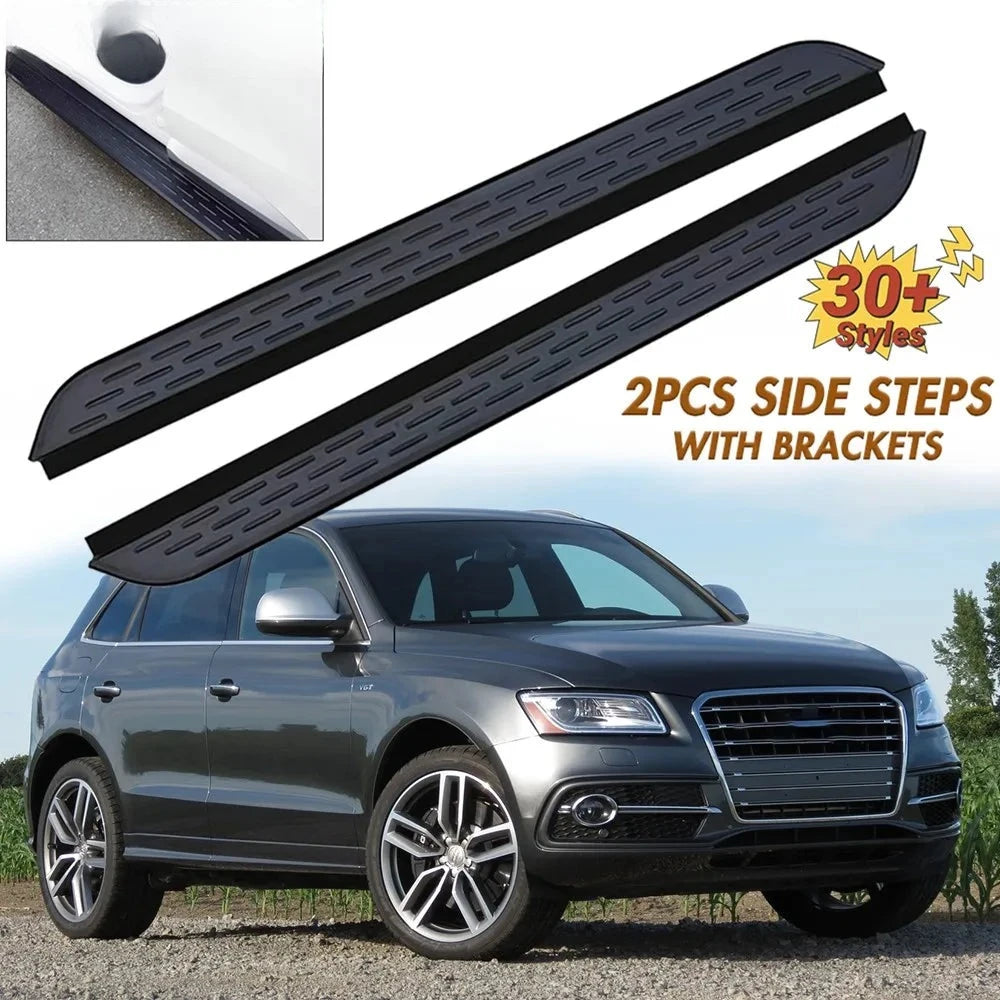 Marchepieds Latéraux Aluminium Noir Audi Q5 2009-2017 - vue de face - Becquet Voiture