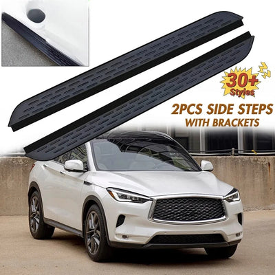 Marchepieds Latéraux Aluminium Noir Infiniti QX50 J55 2019-2026 - vue de face - Becquet Voiture