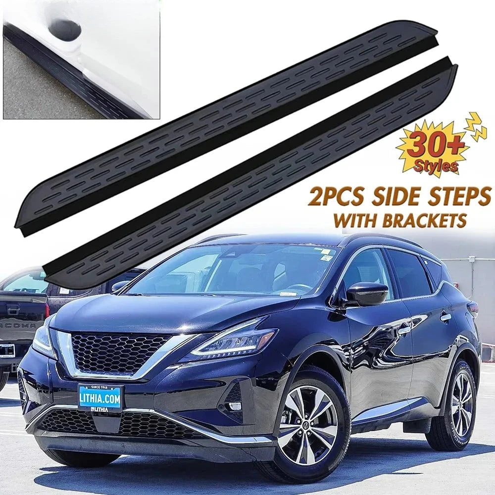 Marchepieds Latéraux Aluminium Noir Nissan Murano 2015-2024 - vue de face - Becquet Voiture