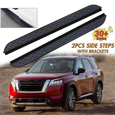Marchepieds Latéraux Aluminium Noir Nissan Pathfinder 2022-2025 - vue de face - Becquet Voiture