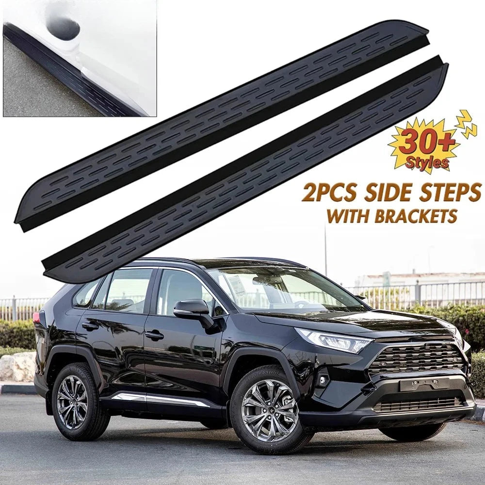 Marchepieds Latéraux Aluminium Noir Toyota RAV4 2019-2023 - vue de face - Becquet Voiture