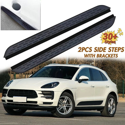 Marchepieds Latéraux Aluminium Porsche Macan 2014-2024 (réf. 2) - vue de face - Becquet Voiture