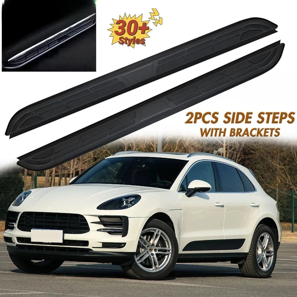 Marchepieds Latéraux Aluminium Porsche Macan 2014-2024 - vue de face - Becquet Voiture