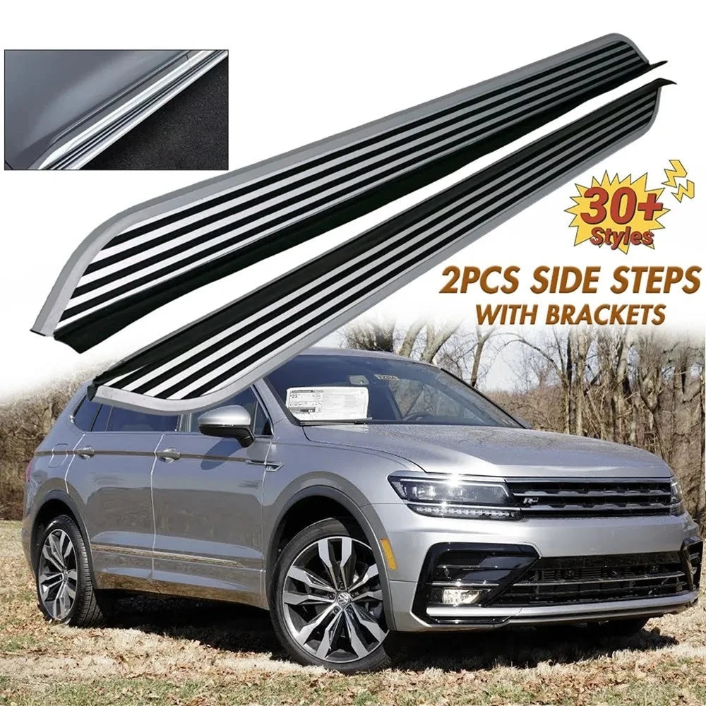 Marchepieds Latéraux Aluminium Volkswagen Tiguan 2018-2024 - vue de face - Becquet Voiture